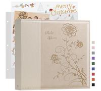Artmag Álbum de recortes de 12 x 12 pulgadas con 20 hojas, 40 páginas, carpeta de 3 anillas, tapa dura de piel, álbum de fotos para boda, familia, bebé, viajes, aventura (beige)