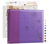 Artmag Álbum de recortes de 12 x 12 pulgadas con 20 hojas, 40 páginas, carpeta de 3 anillas, tapa dura de piel, álbum de fotos para boda, familia, bebé, viajes, aventura (morado)