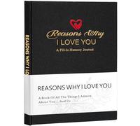Artmag Reasons Why I Love You Journal, un relleno de tela de memoria B5, regalos significativos para parejas, ella y él, aniversario, Navidad, relleno de calcetín (negro)