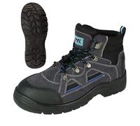 ARTMAS BTMAS B - Zapatos de seguridad para hombre y mujer SB E SR - Botas de trabajo de piel con puntera de acero, antideslizantes, resistentes al aceite y a la gasolina, cómodas, Negro , 44 EU