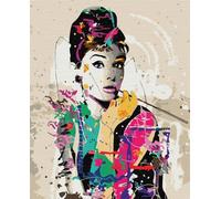 Artnapi Pintura por números Adultos con marco | DIY pintado a mano | Audrey Hepburn | Kit para principiantes y adultos | Set que incluye pinturas acrílicas y pinceles | Lienzo 40x50cm