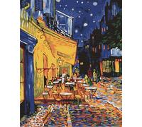 ARTNAPI Pintura por números Adultos con marco | DIY pintado a mano | Café nocturno en Arles Van Gogh | Kit para principiantes y adultos | Set que incluye pinturas acrílicas y pinceles | Lienzo 40x50cm