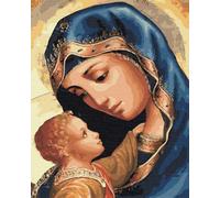 Artnapi Pintura por números Adultos con marco | DIY pintado a mano | María Madre de Jesús y Jesús | Kit para principiantes y adultos | Set que incluye pinturas acrílicas y pinceles | Lienzo 40x50cm