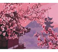 Artnapi Pintura por números Adultos con marco | DIY pintado a mano | Sakura en Japón | Kit para principiantes y adultos | Set que incluye pinturas acrílicas y pinceles | Lienzo 40x50cm