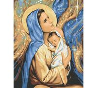 Artnapi Pintura por números Adultos con marco | DIY pintado a mano | Santa Madre de Dios María | Kit para principiantes y adultos | Set que incluye pinturas acrílicas y pinceles | Lienzo 40x50cm