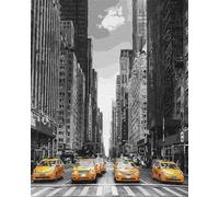 Artnapi Pintura por números Adultos con marco | DIY pintado a mano | Taxi de Nueva York | Kit para principiantes y adultos | Set que incluye pinturas acrílicas y pinceles | Lienzo 40x50cm