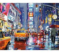 Artnapi Pintura por números Adultos con marco | DIY pintado a mano | Times Square Nueva York | Kit para principiantes y adultos | Set que incluye pinturas acrílicas y pinceles | Lienzo 40x50cm