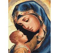 Artnapi Pintura por números adultos sin marco | DIY pintado a mano | María Madre Jesús y Jesús | Kit para principiantes y adultos | Set incluye pinturas acrílicas y pinceles | lienzo de 40 x 50 cm