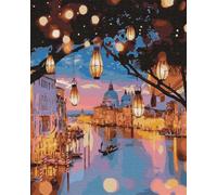 ARTNAPI Pintura por números, para adultos y niños, kit con marco, 40 x 50 cm (Venice lámpara de mesilla de noche), pintura al óleo sobre lienzo, regalo muy divertido y relajante, antiestrés