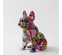 ARTNordic Pintura Arte Graffiti Bulldog Perro Creativo Resina Artesanía Decoración del Hogar Gabinete de Vino Decoración Oficina Resina Artesanía Regalo (RE) (RB)