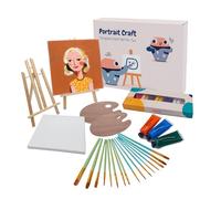Artnova Kit de pintura para 2 personas - Set DIY con 2 lienzos, caballetes, pinceles, paletas, pinturas acrílicas y guía, ideal para retratos, regalo creativo para pareja, amigos o principiantes
