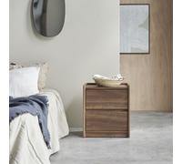 Arto - Mesilla de noche de nogal macizo con 2 cajones H 50 x B 45 x T 35 cm