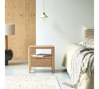 Arto - Mesilla de noche de roble macizo con 1 cajón H 45 x B 45 x T 35 cm