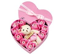 ARTOCT Caja de Regalo de Flor de Rosa de jabón, Caja de Regalo de Flores de jabón en Forma de corazón Realista, Regalo de Festival de Ramos de Rosas para Aniversario, cumpleaños, Boda