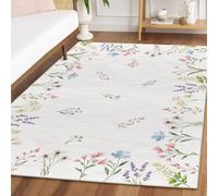 Artoid Mode Alfombra para primavera, 160 x 220 cm, diseño de margaritas y hojas, para verano, antideslizante, para cocina, salón, decoración