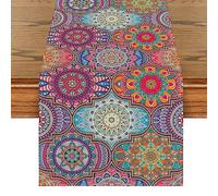 Artoid Mode Boho Vintage Geometría Marroquí Mandala Camino de mesa de temporada decoración de mesa para interior Fiesta de Navidad 40 x 240 cm
