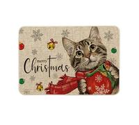 Artoid Mode Bola de Navidad, copos de nieve, gato, felpudo de Navidad, antideslizante, atrapa la suciedad, entrada para interior y exterior, decoración 40 x 60 cm