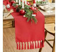 Artoid Mode Camino de mesa con borlas estilo bohemio rural y rústico, diseño de casa de campo, 33 x 243 cm, decoración de mesa de cocina para primavera, boda, vacaciones, fiesta