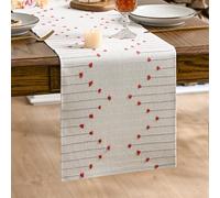 Artoid Mode Camino de mesa de estilo bohemio rojo con nudo rústico de 30 x 183 cm, para día de San Valentín, vacaciones, cocina, decoración para el hogar, fiesta