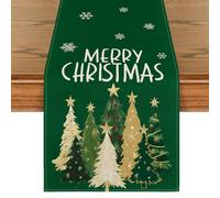 Artoid Mode Camino de mesa verde árboles estrellas Merry Christmas Navidad mesa cocina invierno decoración vacaciones fiesta decoración 40 x 240 cm