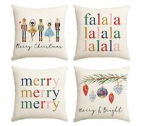 Artoid Mode Falala - Juego de 4 fundas de cojín con diseño de cascanueces, 50 x 50 cm, diseño de Navidad