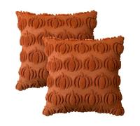 Artoid Mode Fundas de cojín de felpa suave y piel sintética caramelo calabazas de otoño, set de 2, 45x45 cm, fundas de cojín de felpa decorativas de otoño para sofá, decoración de la habitación
