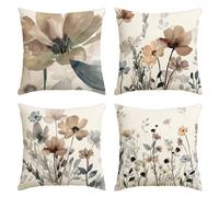 Artoid Mode Juego de 4 fundas de cojín con diseño geométrico de flores silvestres, 40 x 40 cm, para sofá, salón, decoración