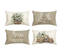 Artoid Mode Juego de 4 fundas de cojín de eucalipto, 30 x 50 cm, para camión, cesta de flores, camión, decoración para salón