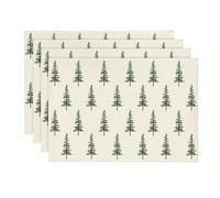 Artoid Mode Juego de 4 manteles individuales con diseño de árboles verdes, 30 x 45 cm, para invierno, lavable, para cocina, fiesta, decoración