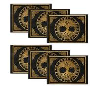 Artoid Mode Juego de 6 salvamanteles dorados vikingos futhark runas, árbol de la vida, 30 x 45 cm, lavable, mantel individual para cocina, fiesta
