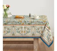 Artoid Mode Mantel bohemio, vintage, pavo real, flores, hojas, estilo rústico, 140 x 160 cm, protección antimanchas, decoración de cocina, vacaciones, fiestas