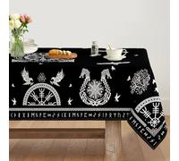 Artoid Mode Mantel con diseño de árbol vikingo de la vida, color blanco, 140 x 220 cm, protección antimanchas, decoración de cocina, decoración de fiesta
