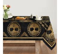 Artoid Mode Mantel de fútbol vikingo dorado, diseño de runas Odin Árbol de la Vida 140 x 180 cm, protección antimanchas, mantel de cocina, decoración de fiesta