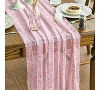 Artoid Mode Mantel de gasa con purpurina, color rosa y dorado, camino de mesa de cocina, decoración de interior, vacaciones, gasa, fiesta, decoración