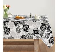 Artoid Mode Mantel de otoño con diseño de dalias y flores, color negro, 140 x 110 cm, funda de temporada, protección antimanchas, ropa de mesa, decoración de cocina, vacaciones, fiesta
