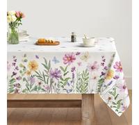 Artoid Mode Mantel de primavera con diseño de flores rosas y mariposas, 140 x 220 cm, temporada de verano, protección antimanchas, mantel de cocina, decoración de fiesta