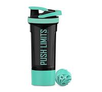 Artoid Mode Protein Batidor de Proteínas con Compartimento para Polvos Bebidas Deportivas Jabón de Manos Aqua Verde/Negro 720ml, Colador Organizador bolas espiral 200ml Suplementos dietéticos sin BPA