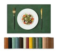 Artoid Mode Verde PU Faux Leather Manteles Individuales Set de 4, 30x45cm Repelentes a la Suciedad Resistentes al Calor Manteles Individuales Decoración de Cocina