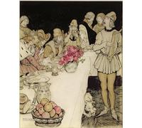 ARToPHIIU Artistica Imagen Lienzo Famosa Pintura Reproducción Cómo en una gran fiesta que hizo el rey Marcos llegó Eliot el Arpista por Arthur Rackham para Decoración de Paredes 60x90cm