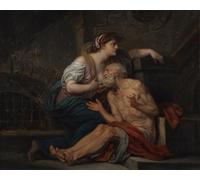 ARToPHIIU Cuadros Abstractos Póster de Lienzo Impresión en Lienzo Cimón y Pero de Jean Baptiste Greuze para la Decoración del Hogar de la Oficina 60x90cm