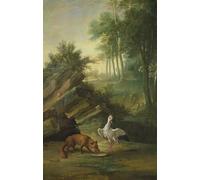 ARToPHIIU Cuadros Abstractos Póster de Lienzo Impresión en Lienzo El animal y la cigüeña de Jean Baptiste Oudry para la Decoración del Hogar de la Oficina 60x90cm