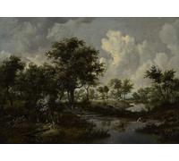 ARToPHIIU Cuadros Abstractos Póster de Lienzo Impresión en Lienzo Inglés: un paisaje boscoso de Meindert Hobbema para la Decoración del Hogar de la Oficina 60x90cm