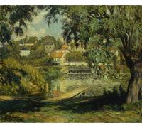 ARToPHIIU Cuadros Abstractos Póster de Lienzo Impresión en Lienzo Pueblo a orillas del río de Henri Lebasque para la Decoración del Hogar de la Oficina 60x90cm