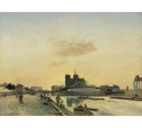 ARToPHIIU Cuadros Abstractos Póster de Lienzo Impresión en Lienzo Vista de Notre Dame París por Johan Barthold Jongkind para la Decoración del Hogar de la Oficina 60x90cm