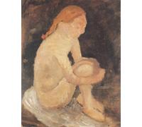 ARToPHIIU Imagen de Lienzo Impresión de Imagen Clásicas Poster Acto de niña sedentaria a la derecha con las piernas levantadas por Paula Modersohn Becker para Decoraciones del Hogar 60x90cm