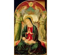 ARToPHIIU Imagen de Lienzo Impresión de Imagen Clásicas Poster Dama y niño con ángeles de Benozzo Di Lese Di Sandro Gozzoli para Decoraciones del Hogar 60x90cm