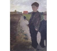 ARToPHIIU Imagen de Lienzo Impresión de Imagen Clásicas Poster Dos muchachos en el canal Moor de Paula Modersohn Becker para Decoraciones del Hogar 60x90cm