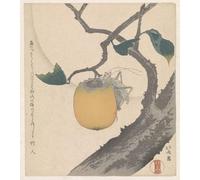ARToPHIIU Imagen de Lienzo Impresión de Imagen Clásicas Poster Kakivrucht conoció a Sprinkhaan de Katsushika Hokusai para Decoraciones del Hogar 60x90cm