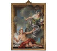 ARToPHIIU Imagen de Lienzo Impresión de Imagen Clásicas Poster Pintura Despertar el genio durmiente de Charles Antoine Coypel para Decoraciones del Hogar 60x90cm