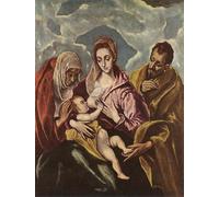 ARToPHIIU Imagen de Lienzo Impresión de Imagen Clásicas Poster Sagrada Familia con Santa Ana de El Greco para Decoraciones del Hogar 60x90cm